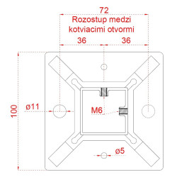 Nerezový stĺp, 5-radový M6,rohový 90° Nerezový stĺp, 5-radový M6,rohový 90°